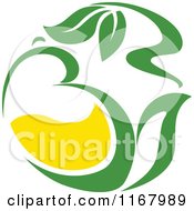 Clipart Of A Green Tea Cup With Lemon And Leaves 7 Royalty Free Vector Illustration