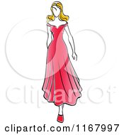 Poster, Art Print Of Sketched Fashion Model Walking In A Red Dress
