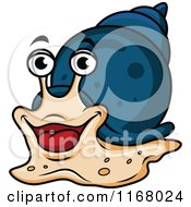 Clipart Of A Happy Blue Snail Royalty Free Vector Illustration