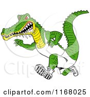 Cartoon Of A Drooling Alligator Running In Sports Apparel Royalty Free Vector Clipart by LaffToon