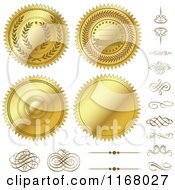 Poster, Art Print Of Golden Design Elements And Seals