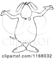 Cartoon Of An Outlined Dog Standing And Shrugging Royalty Free Vector Clipart