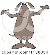 Cartoon Of A Brown Dog Standing And Shrugging Royalty Free Vector Clipart