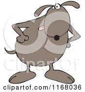 Cartoon Of A Brown Dog With His Paws On His Hips Royalty Free Vector Clipart
