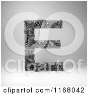 Clipart Of A 3d Capital Letter E Composed Of Scrambled Letters Over Gray Royalty Free CGI Illustration