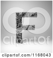 Clipart Of A 3d Capital Letter F Composed Of Scrambled Letters Over Gray Royalty Free CGI Illustration