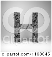 Clipart Of A 3d Capital Letter H Composed Of Scrambled Letters Over Gray Royalty Free CGI Illustration