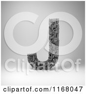 Clipart Of A 3d Capital Letter J Composed Of Scrambled Letters Over Gray Royalty Free CGI Illustration