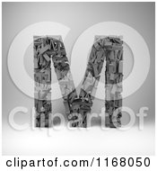 Poster, Art Print Of 3d Capital Letter M Composed Of Scrambled Letters Over Gray