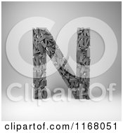 Clipart Of A 3d Capital Letter N Composed Of Scrambled Letters Over Gray Royalty Free CGI Illustration