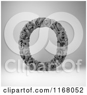 Clipart Of A 3d Capital Letter O Composed Of Scrambled Letters Over Gray Royalty Free CGI Illustration