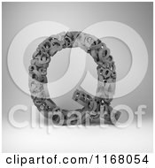 Clipart Of A 3d Capital Letter Q Composed Of Scrambled Letters Over Gray Royalty Free CGI Illustration
