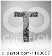 Clipart Of A 3d Capital Letter T Composed Of Scrambled Letters Over Gray Royalty Free CGI Illustration