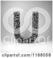 Poster, Art Print Of 3d Capital Letter U Composed Of Scrambled Letters Over Gray