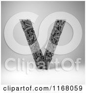 Clipart Of A 3d Capital Letter V Composed Of Scrambled Letters Over Gray Royalty Free CGI Illustration