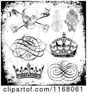 Poster, Art Print Of Black Design Elements With White Distress Overlay