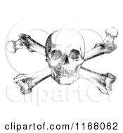 Clipart Of A Black Skull And Crossbones With White Distress Overlay Royalty Free Vector Illustration by BestVector
