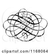 Clipart Of A Black Ornate Swirl With White Distress Overlay Royalty Free Vector Illustration
