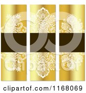 Poster, Art Print Of Vintage Gold And Brown Floral Invite Banners With Copyspace