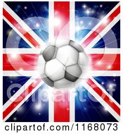 Soccer Ball Over A Union Jack With Fireworks