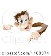 Poster, Art Print Of Happy Monkey Pointing Down At A Sign