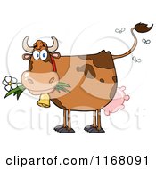 Poster, Art Print Of Stinky Brown Cow With Flies