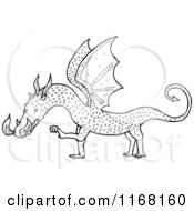 Cartoon Of A Black And White Dragon Royalty Free Vector Illustration