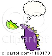 Cartoon Of A Thinking Purple Dragon Royalty Free Vector Illustration