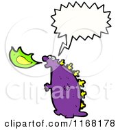 Cartoon Of A Talking Purple Dragon Royalty Free Vector Illustration