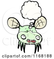 Cartoon Of A Thinking Fly Royalty Free Vector Illustration by lineartestpilot