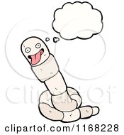 Cartoon Of A Thinking White Earth Worm Royalty Free Vector Illustration