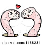 Cartoon Of A Pink Earth Worm Couple Royalty Free Vector Illustration