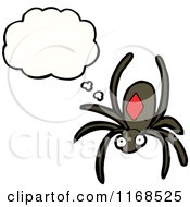 Cartoon Of A Thinking Black Widow Spider Royalty Free Vector Illustration by lineartestpilot