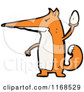 Cartoon Of A Fox Holding An Egg Royalty Free Vector Illustration