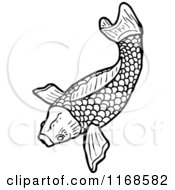 Cartoon Of A Black And White Koi Fish Royalty Free Vector Illustration