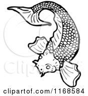 Cartoon Of A Black And White Koi Fish Royalty Free Vector Illustration