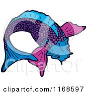 Cartoon Of A Purple Koi Fish Royalty Free Vector Illustration