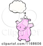 Cartoon Of A Thinking Hippo Royalty Free Vector Illustration