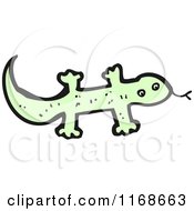 Cartoon Of A Green Lizard Royalty Free Vector Illustration
