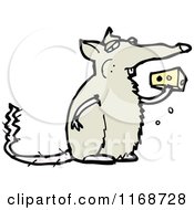 Cartoon Of A Rat Eating Cheese Royalty Free Vector Illustration