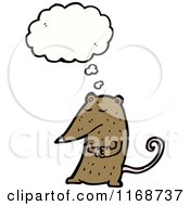 Cartoon Of A Thinking Brown Rat Royalty Free Vector Illustration