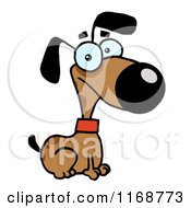 Cartoon Of A Cute Alert Brown Dog Sitting Royalty Free Vector Clipart
