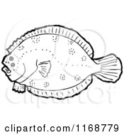 Cartoon Of A Black And White Flounder Fish Royalty Free Vector Illustration