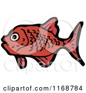 Cartoon Of A Red Fish Royalty Free Vector Illustration