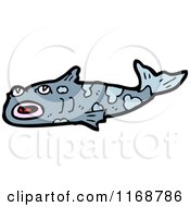 Cartoon Of A Blue Fish Royalty Free Vector Illustration