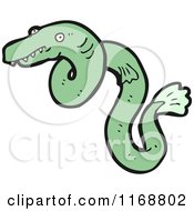 Cartoon Of A Green Eel Royalty Free Vector Illustration