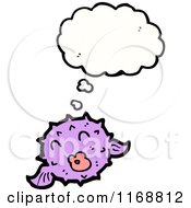 Cartoon Of A Thinking Blow Fish Royalty Free Vector Illustration by lineartestpilot