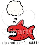 Cartoon Of A Thinking Red Fish Royalty Free Vector Illustration