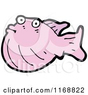 Cartoon Of A Pink Fish Royalty Free Vector Illustration