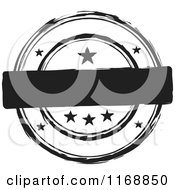 Poster, Art Print Of Black And White Circular Ink Stamp Label With Stars And Copyspace